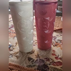 NWT Starbucks white siren venti cup and 1 pink venti siren cup bundle
